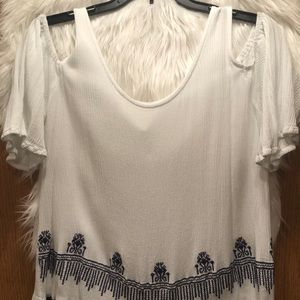 Dept 222 white cold shoulder top